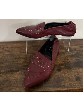 AGL Attilio Giusti Leombruni Studded Flats Pointy Toe Shoes 42 ,11.5 Burgundy